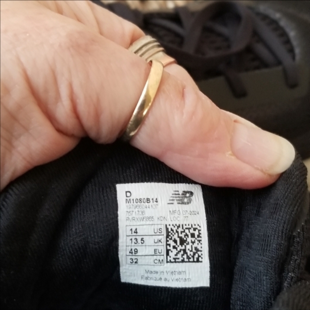 New Balance 1080 BLACk GRAY Running Shoes(M 14 D) Comfort Walking Sneakers - Picture 8 of 9